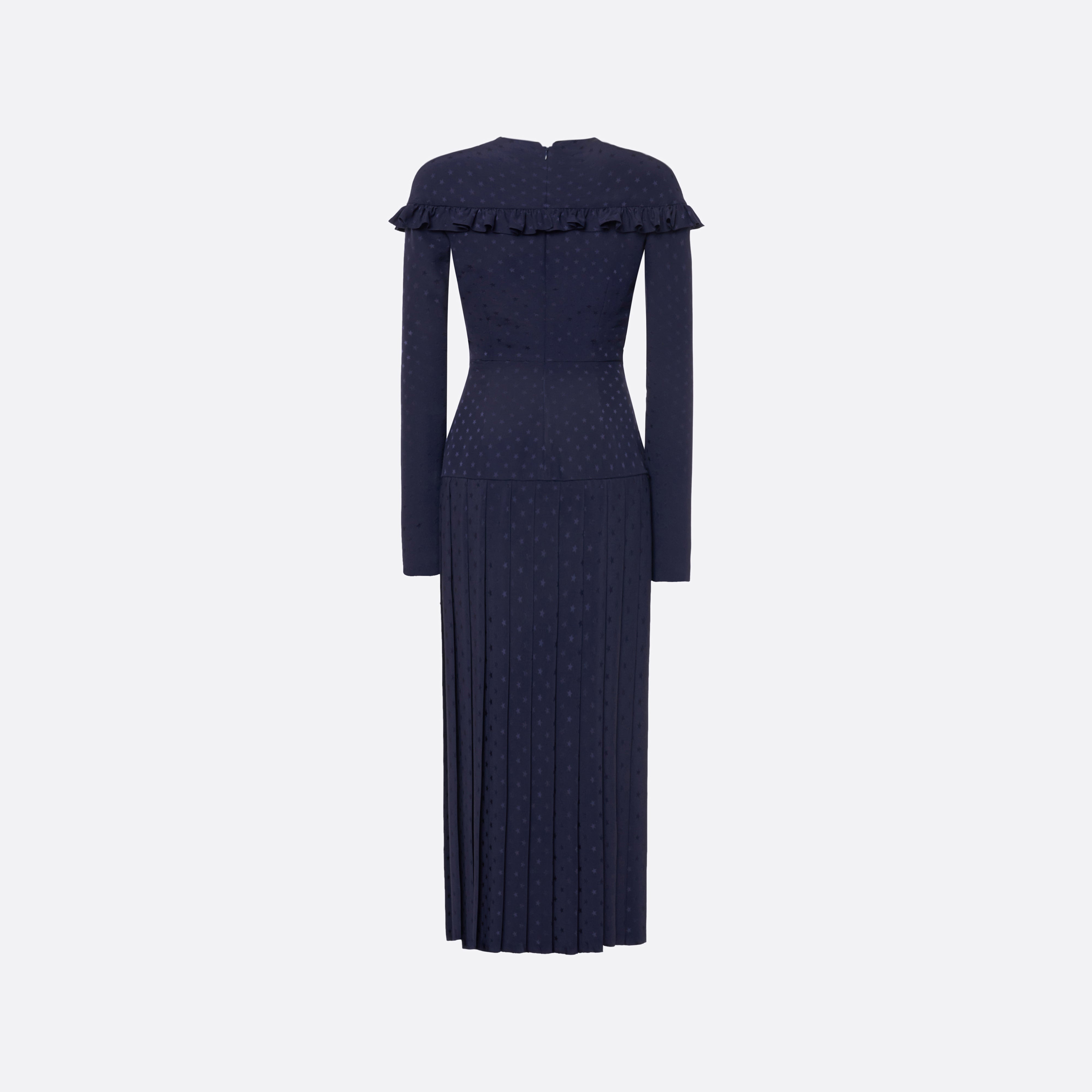 Alessandra Rich Silk Jacquard robe midi bleu marine 40