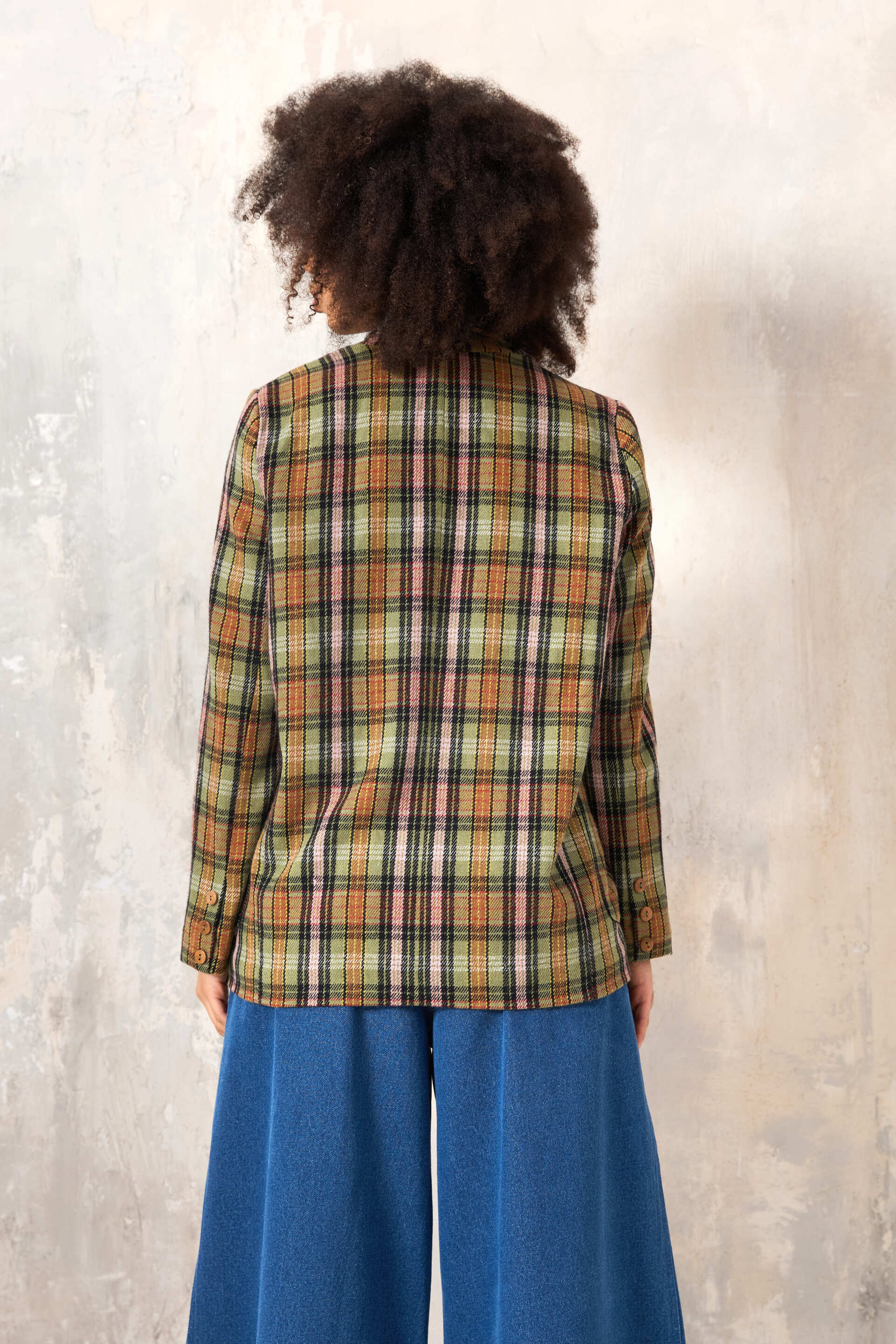 Chicosoleil Mika Veste blazer carreaux verts taille S laine