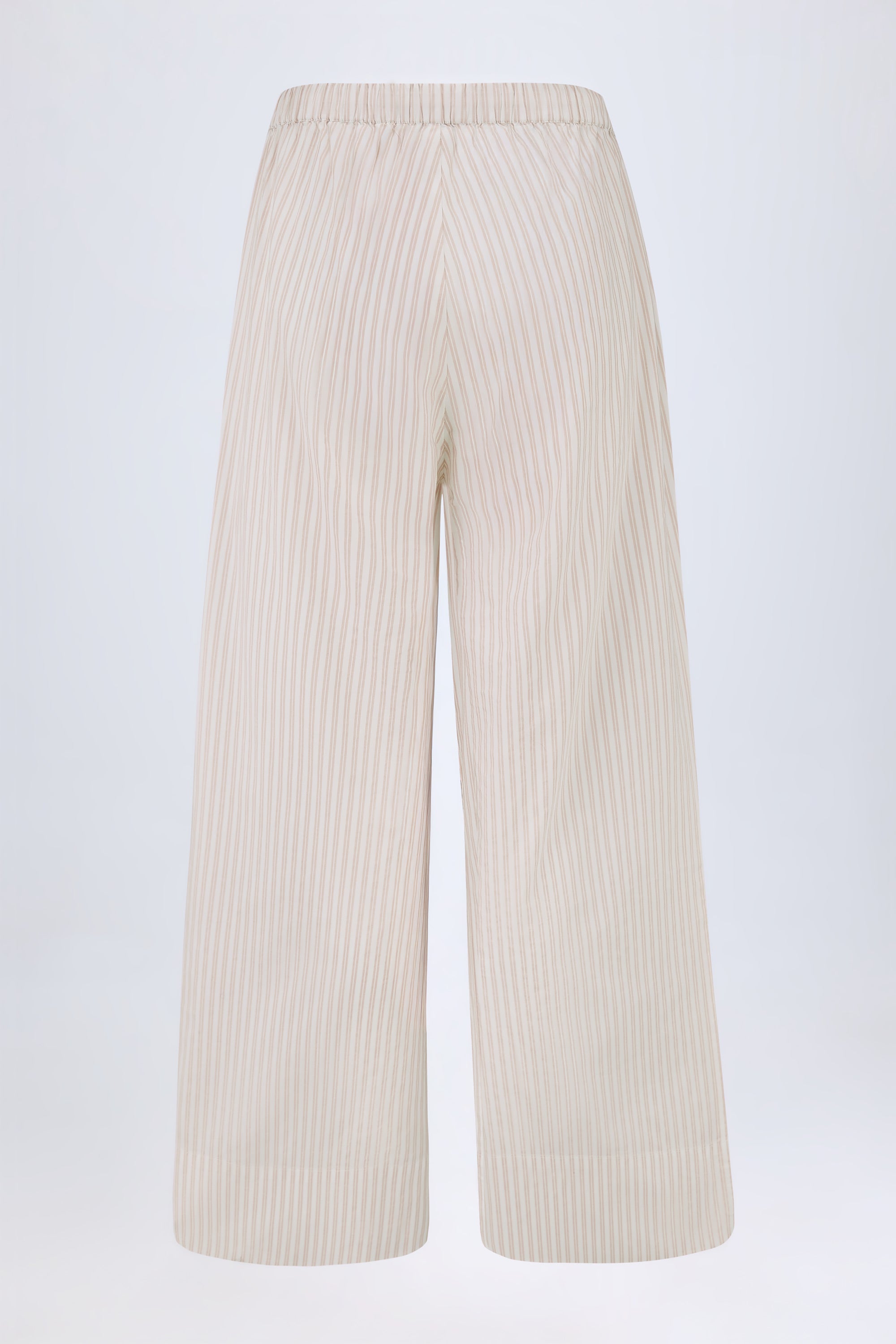 Oh Polly Piran pantalon large coton rayé taupe 36