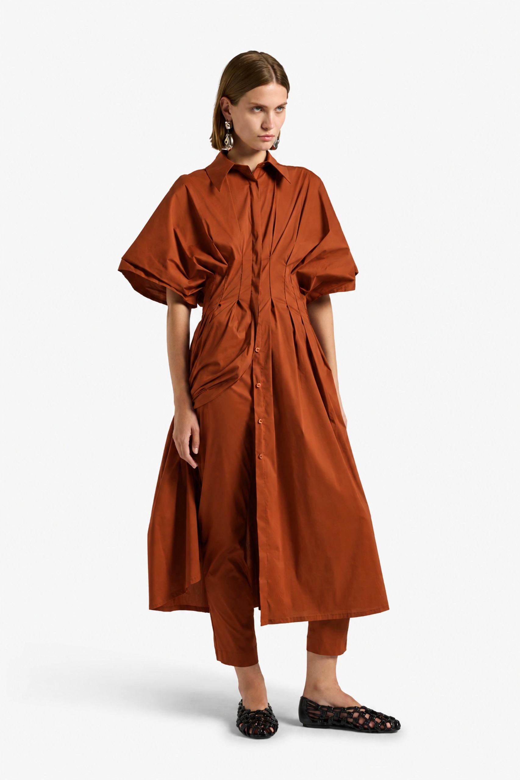 Liviana Conti Therese robe chemisier midi terrarossa