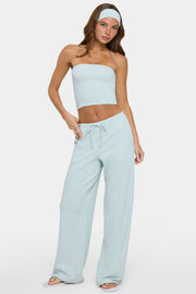 Oh Polly Ribbed Jersey Low-Rise Pantalon Menthe Rayé Taille Basse
