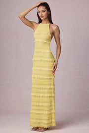 Oh Polly Tove Robe Maxi Jaune Citron Dos Nu 14224