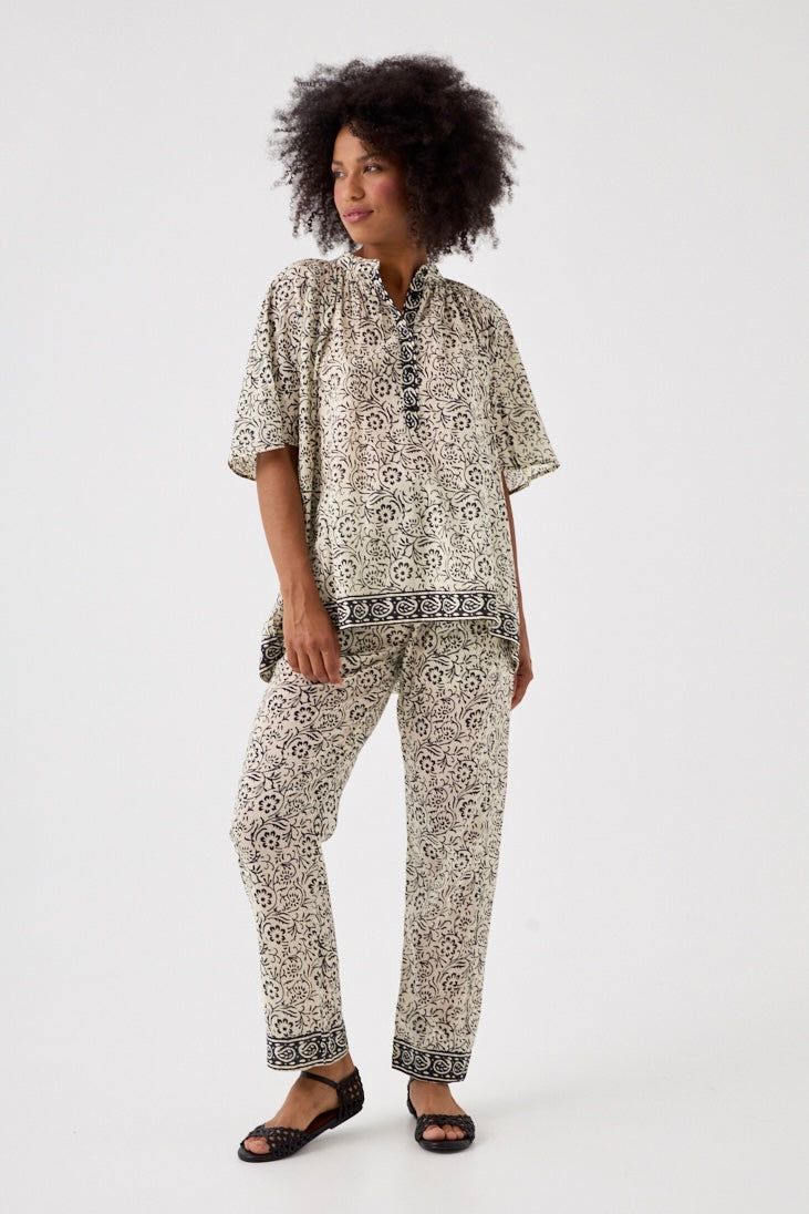 Chicosoleil Bernie pantalon fluide fleur de tiaré coton