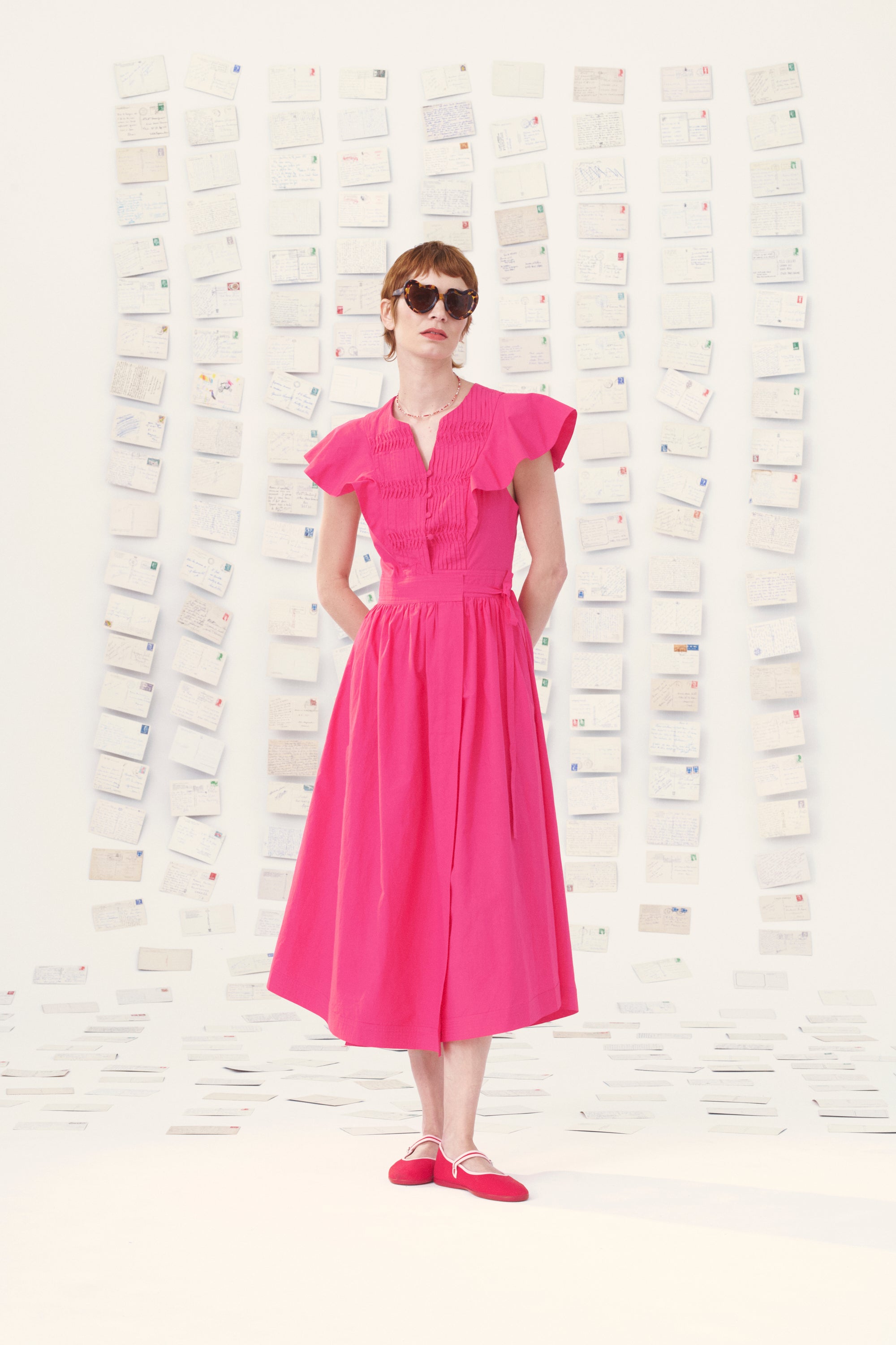 Robe Léa Mii en carte postale popeline de coton plissée femme
