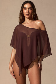 Oh Polly Zarayah Poncho Transparent Marron Espresso Mousseline