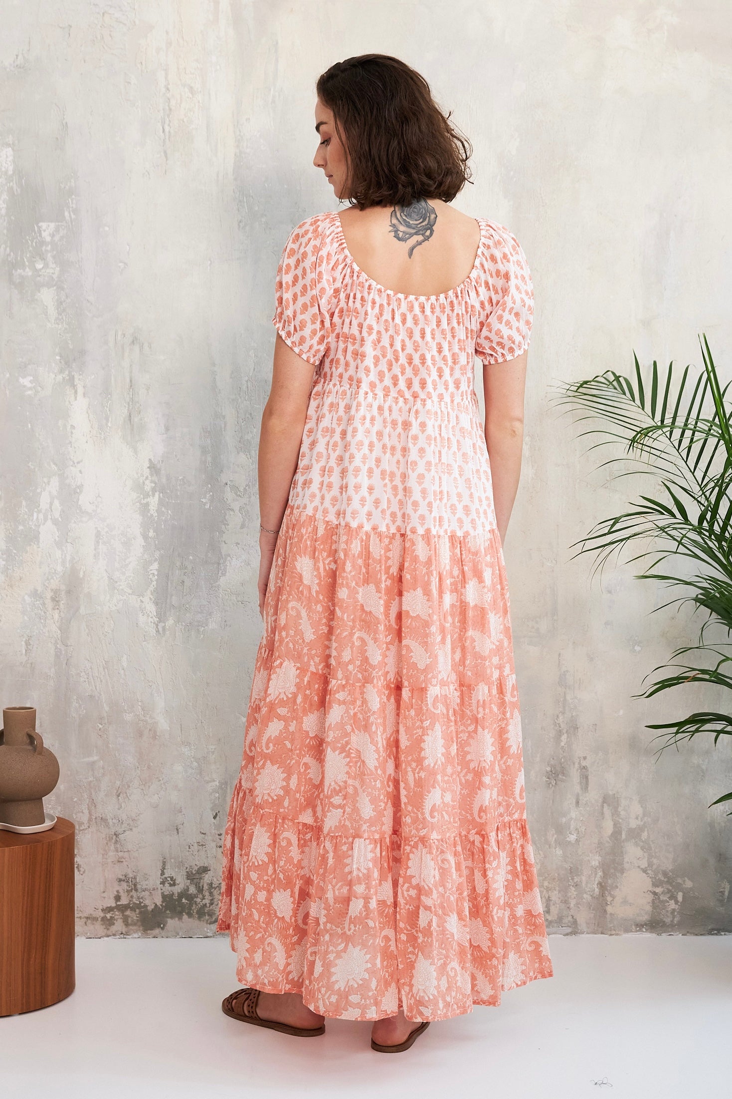 Chicosoleil Rikita robe longue coton rouge fleurie