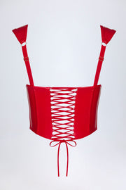 Oh Polly Lamiya top corset rouge vinyle laçage dos