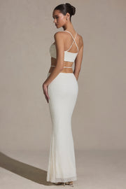 Oh Polly Embellished Sardinia 7218 jupe maxi blanche perles