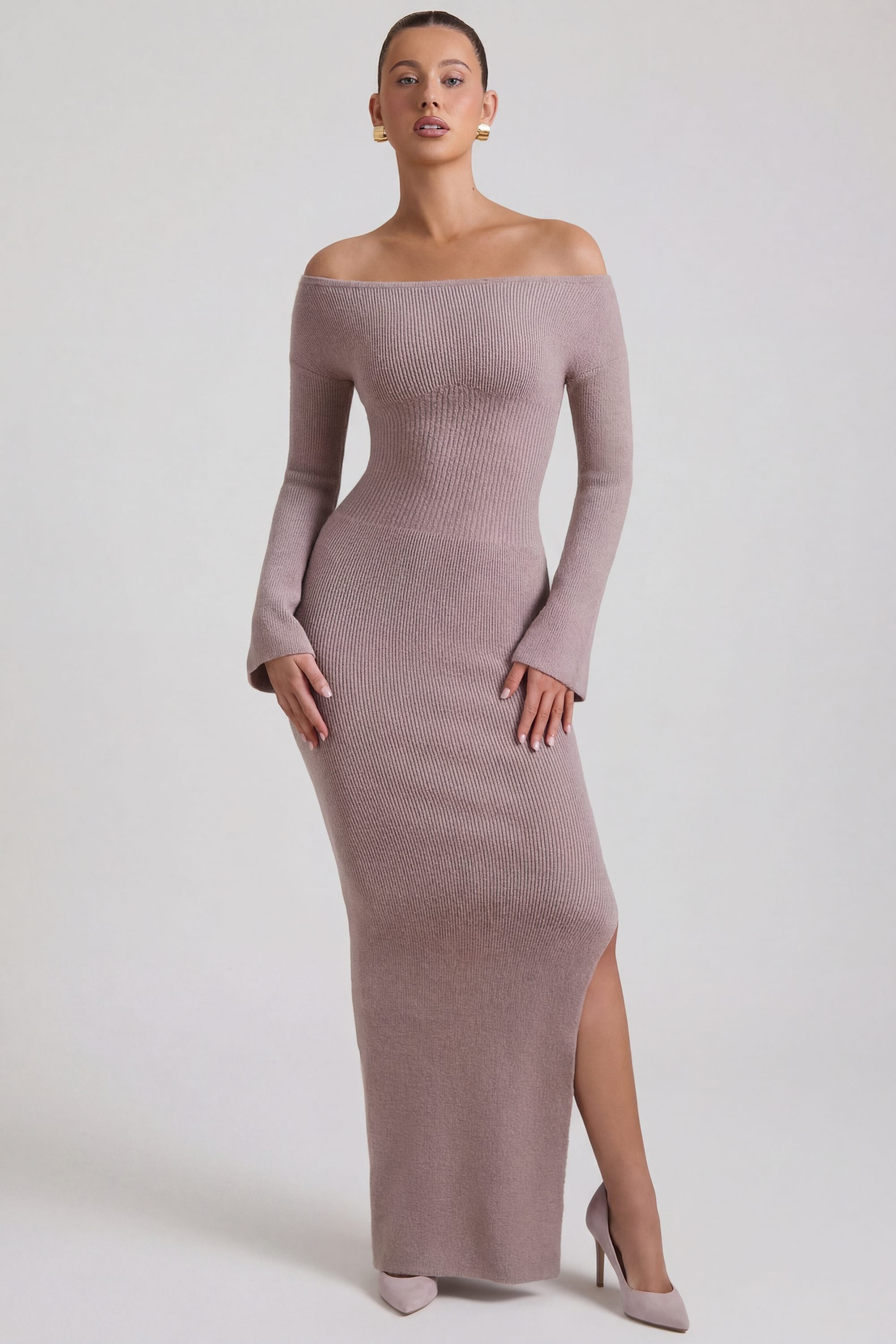 Oh Polly 12475 Terneigh robe maxi maille taupe