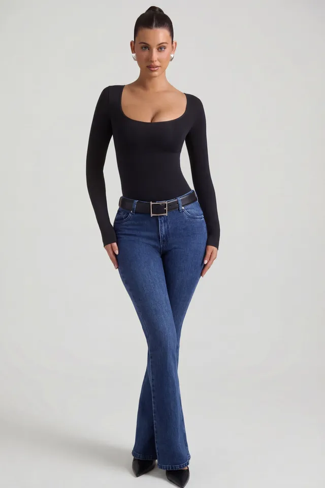 Oh Polly Jacey jean flare taille haute indigo wash