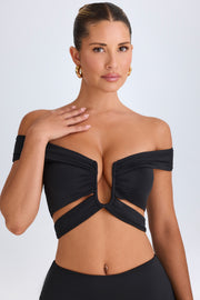 Oh Polly Tops Zene crop top noir cut-out bodycon