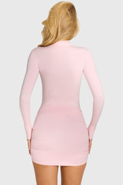 Oh Polly Zephyrine robe mini baby pink manches longues