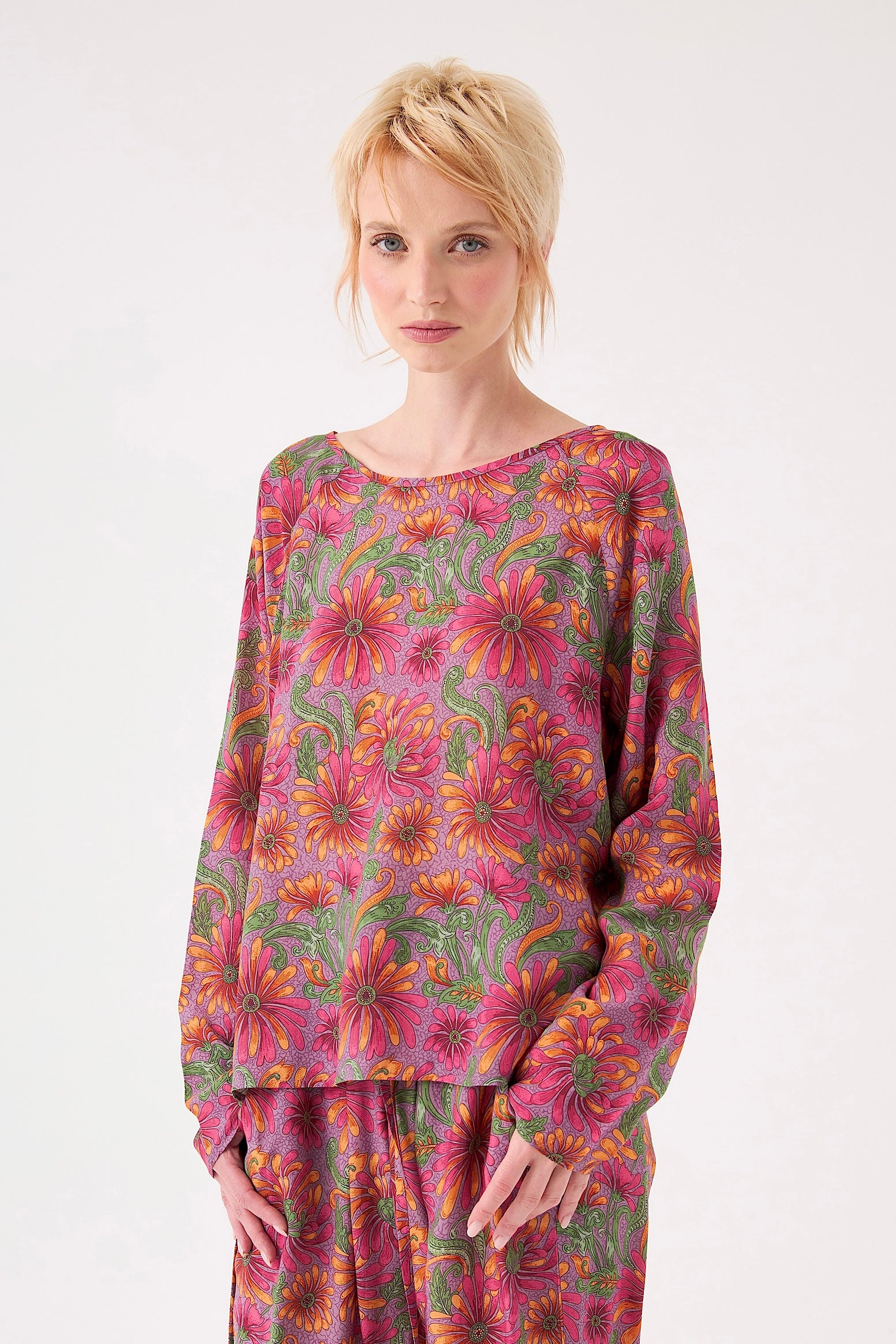 Chicosoleil Louizon top fleur de satin viscose