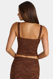 Oh Polly Nisa caraco dentelle marron cropped cocoa brown
