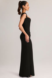 Oh Polly Elva Robe Maxi Noire Col Cœur Modal Fendue