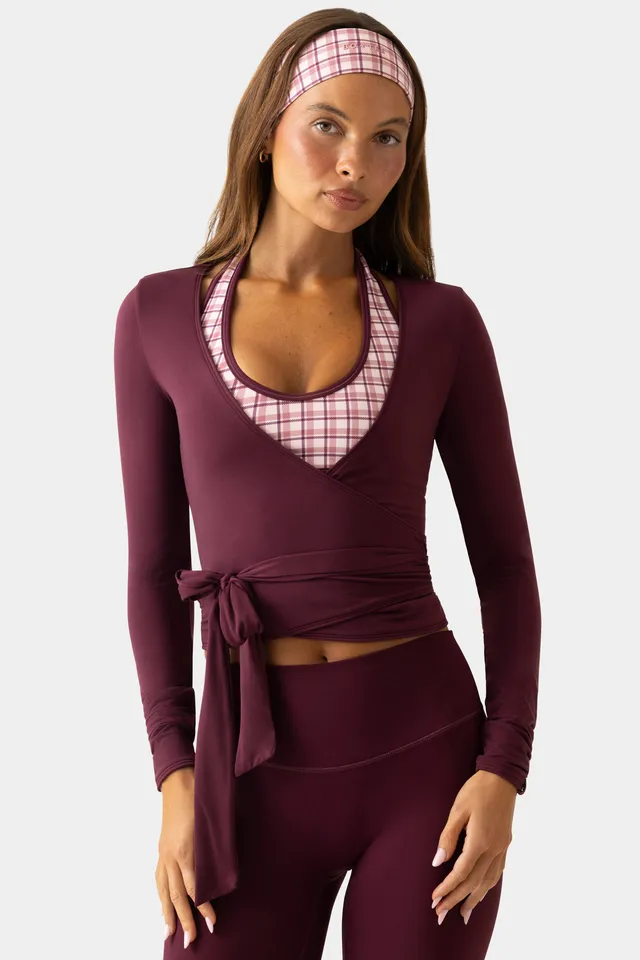 Bo+Tee haut cache-cœur jersey prune manches longues
