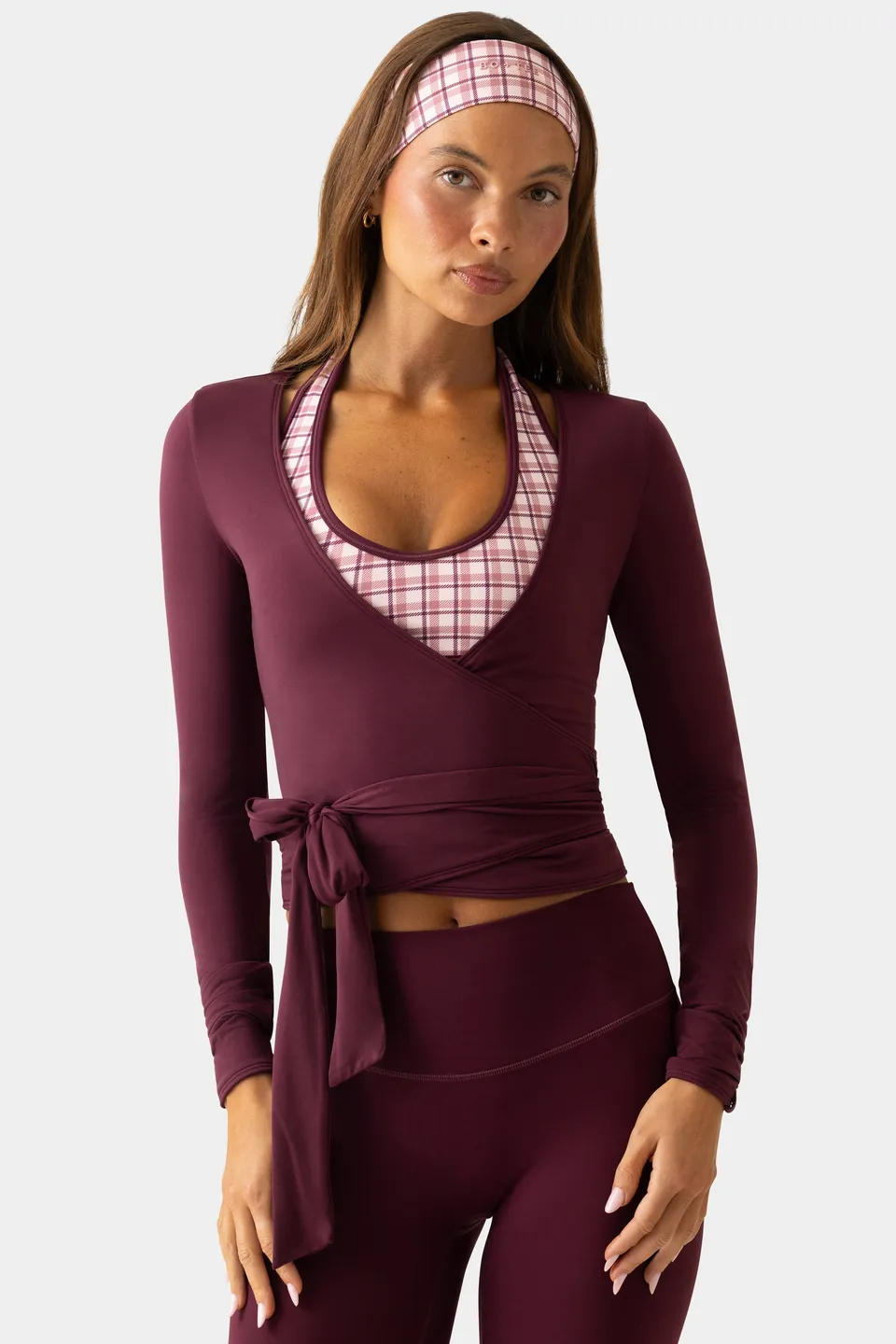 Bo+Tee haut cache-cœur jersey prune manches longues