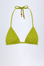Oh Polly Swim Cavas haut bikini triangle vert olive strass