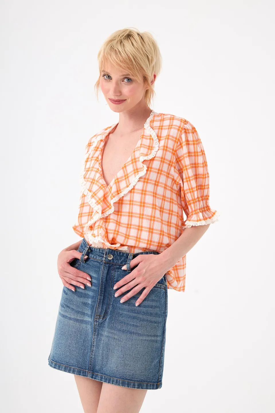 Chicosoleil Miro blouse coton carreaux bloom check ample