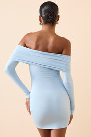 Oh Polly Oriana mini robe bleu glace modal épaules nues
