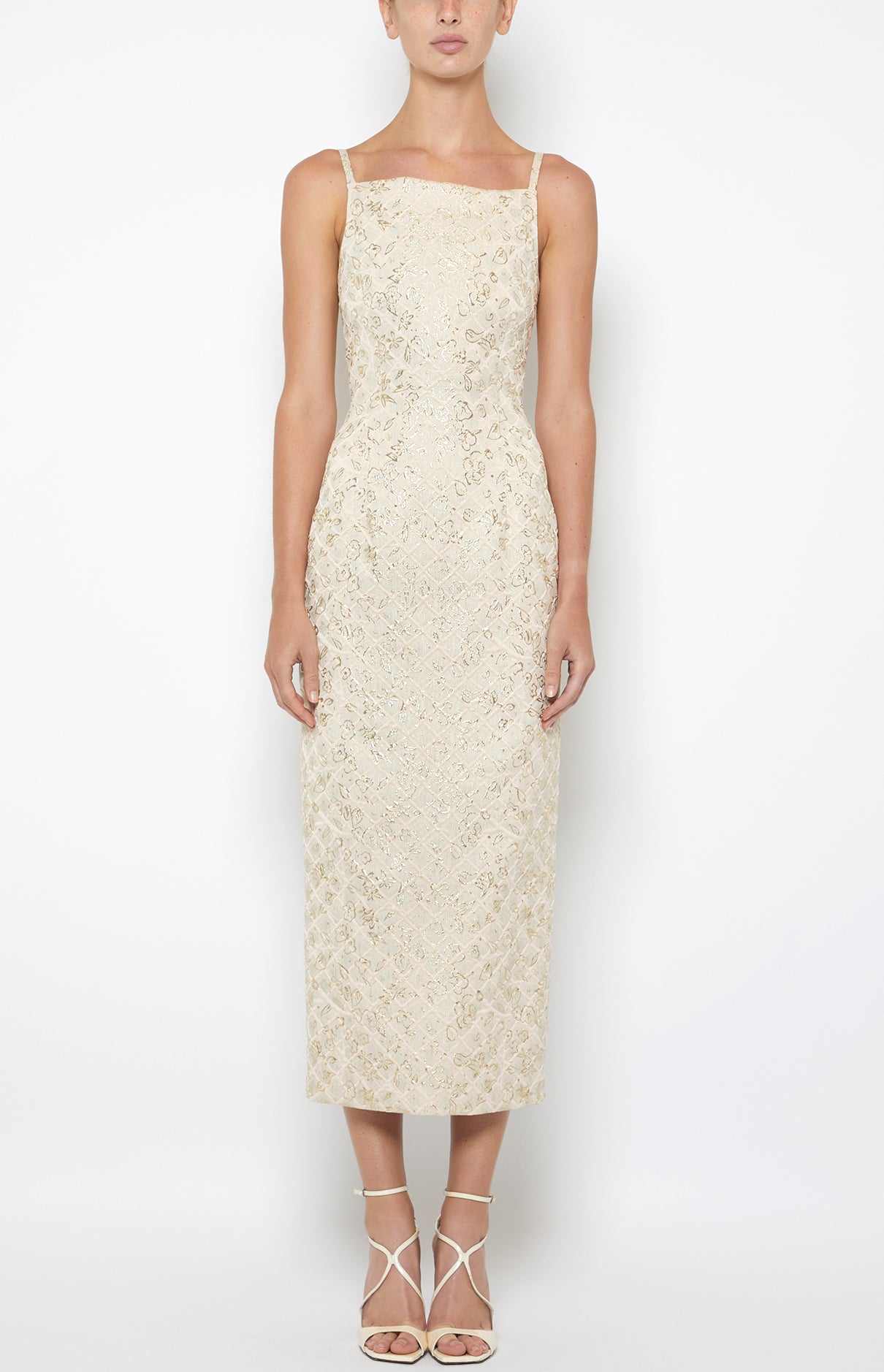 Prabal Gurung Dresses Tubino robe écru doré fleurs