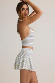 Oh Polly Kori Tank Top Rayé Bleu Jaune - Top Halter Modal