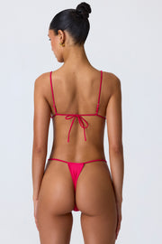 Oh Polly Swim haut bikini triangle framboise chaîne dorée