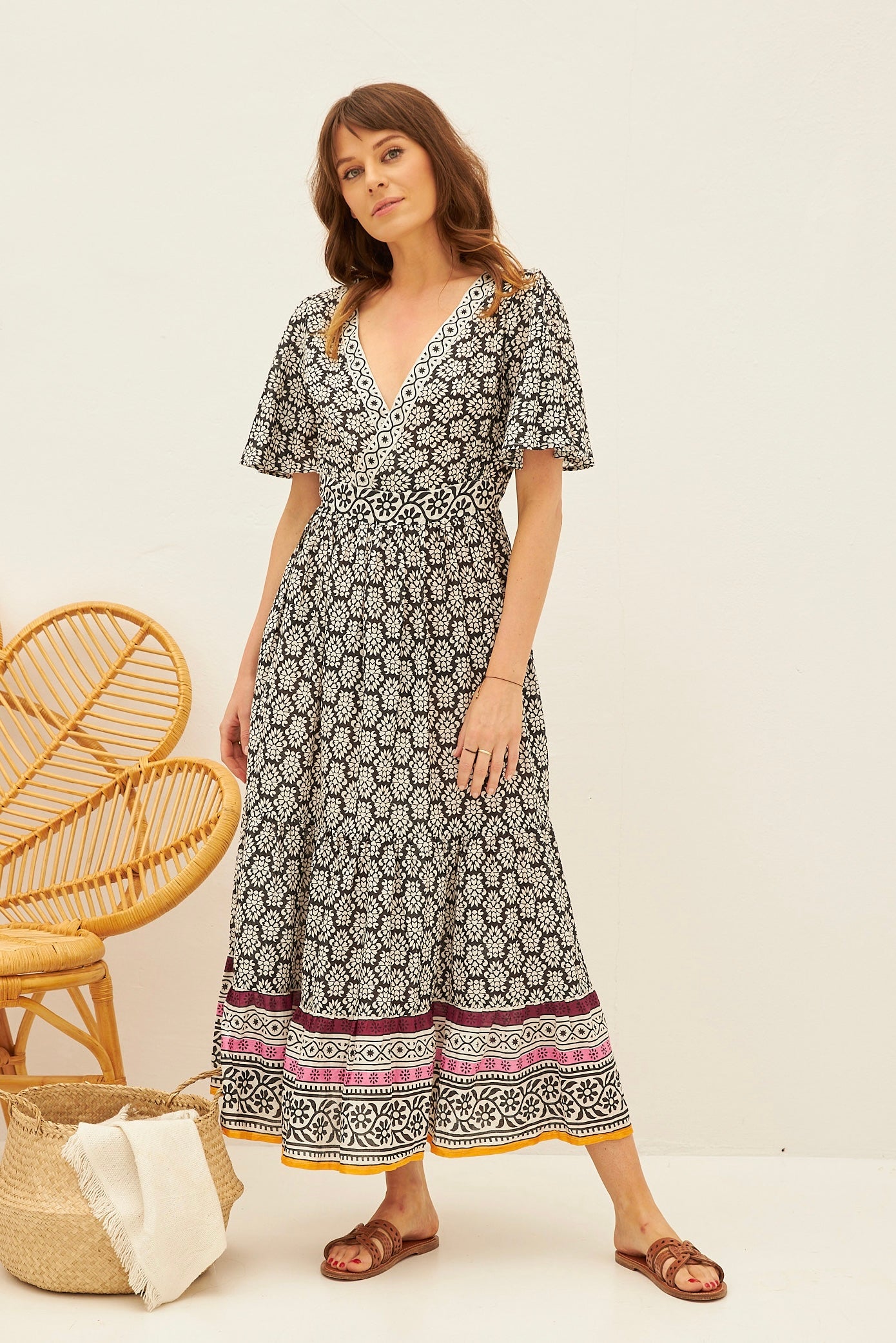 Chicosoleil Loretta robe longue noire batik of love coton