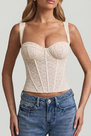 Oh Polly Tops top corset dentelle ivoire armaturé