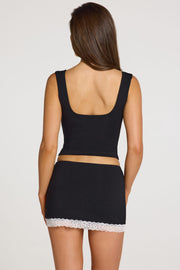 Oh Polly Gila top modal dentelle Black col carré crop
