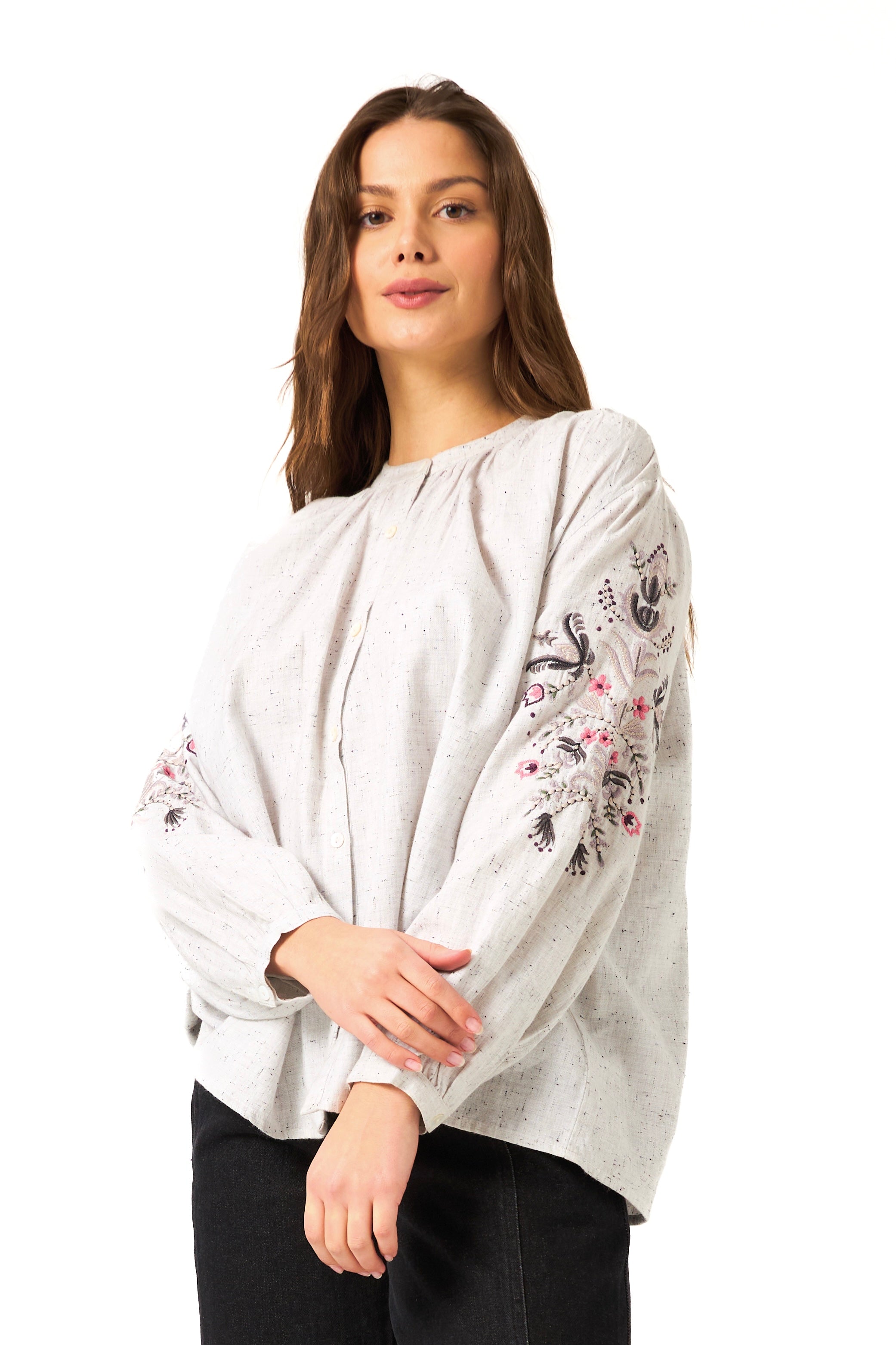CHICOSOLEIL Tops Chemisier HIRO Gris Clair Coton