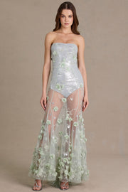 Oh Polly Embellished Robe Corset Tulle 15753 Vert Sauge