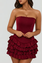 Oh Polly Juliet robe mini rouge corset volants bustier