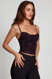 Oh Polly Armelia Top Violet Serpent à Strass