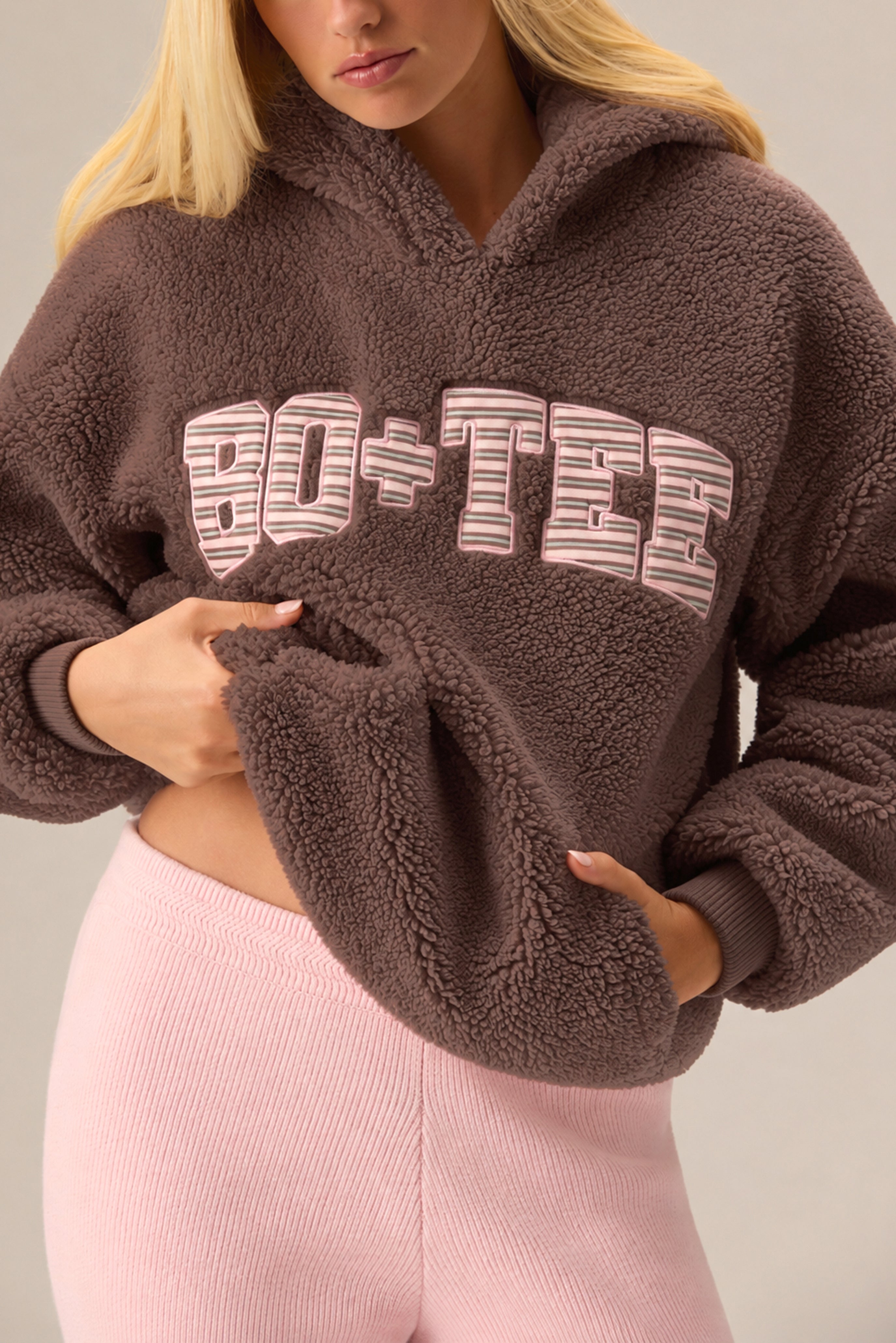 Oh Polly Bo+Tee Hoodie Teddy Chestnut Marron Sweat à Capuche
