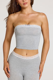 Oh Polly Tali bandeau modal gris chiné dentelle