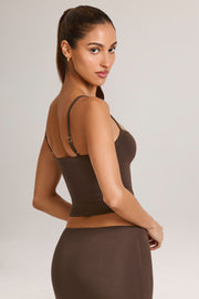 Oh Polly Ailany débardeur modal marron chocolat col rond