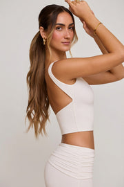 Oh Polly Tops Wren crop top col montant blanc
