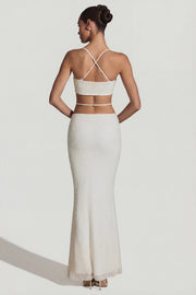 Oh Polly Embellished Pisa haut crop blanc perles strass