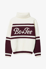 Oh Polly Knitwear BT1854B pull col roulé bordeaux laine