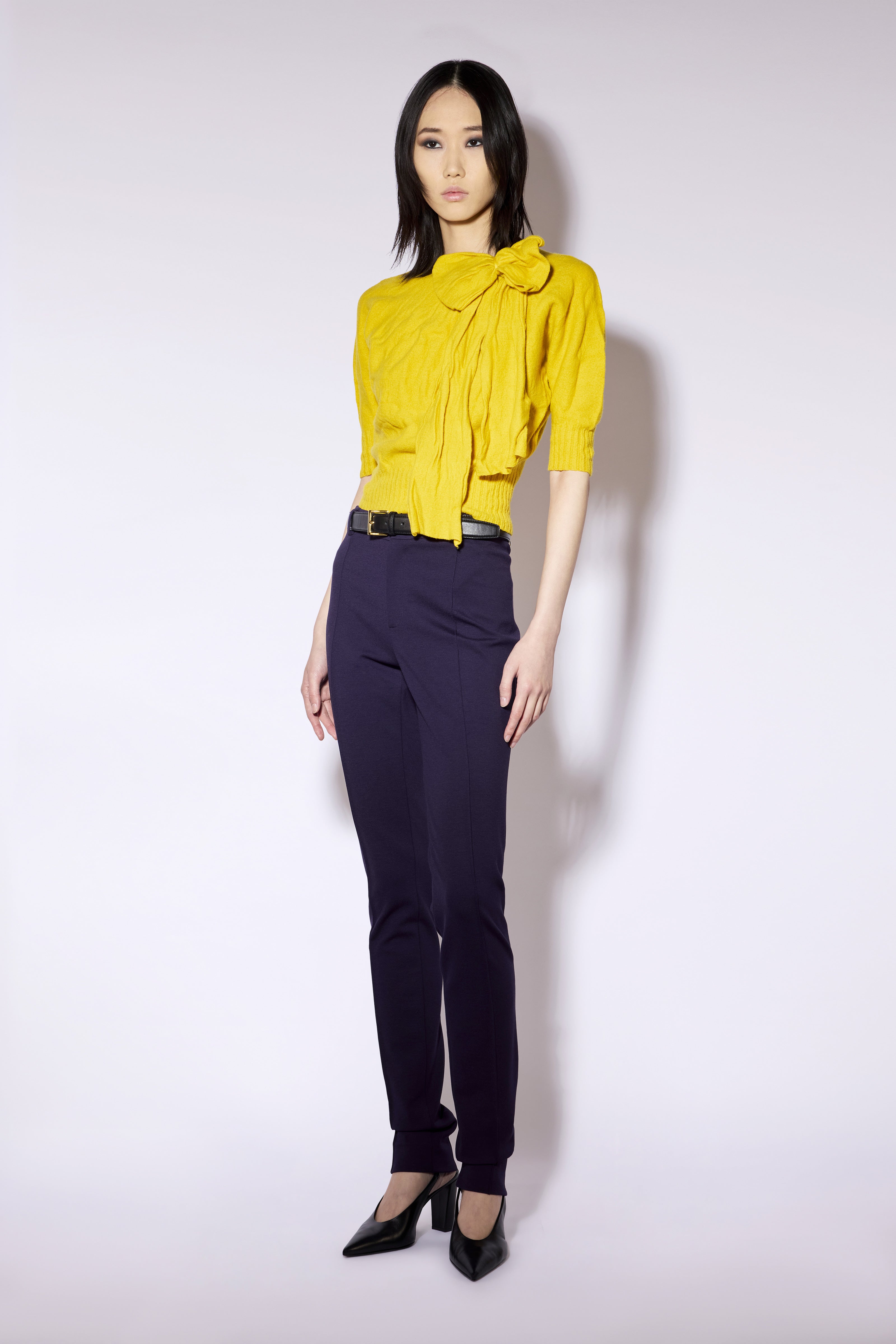 Liviana Conti Lucy pull crop laine jaune TARASSACO