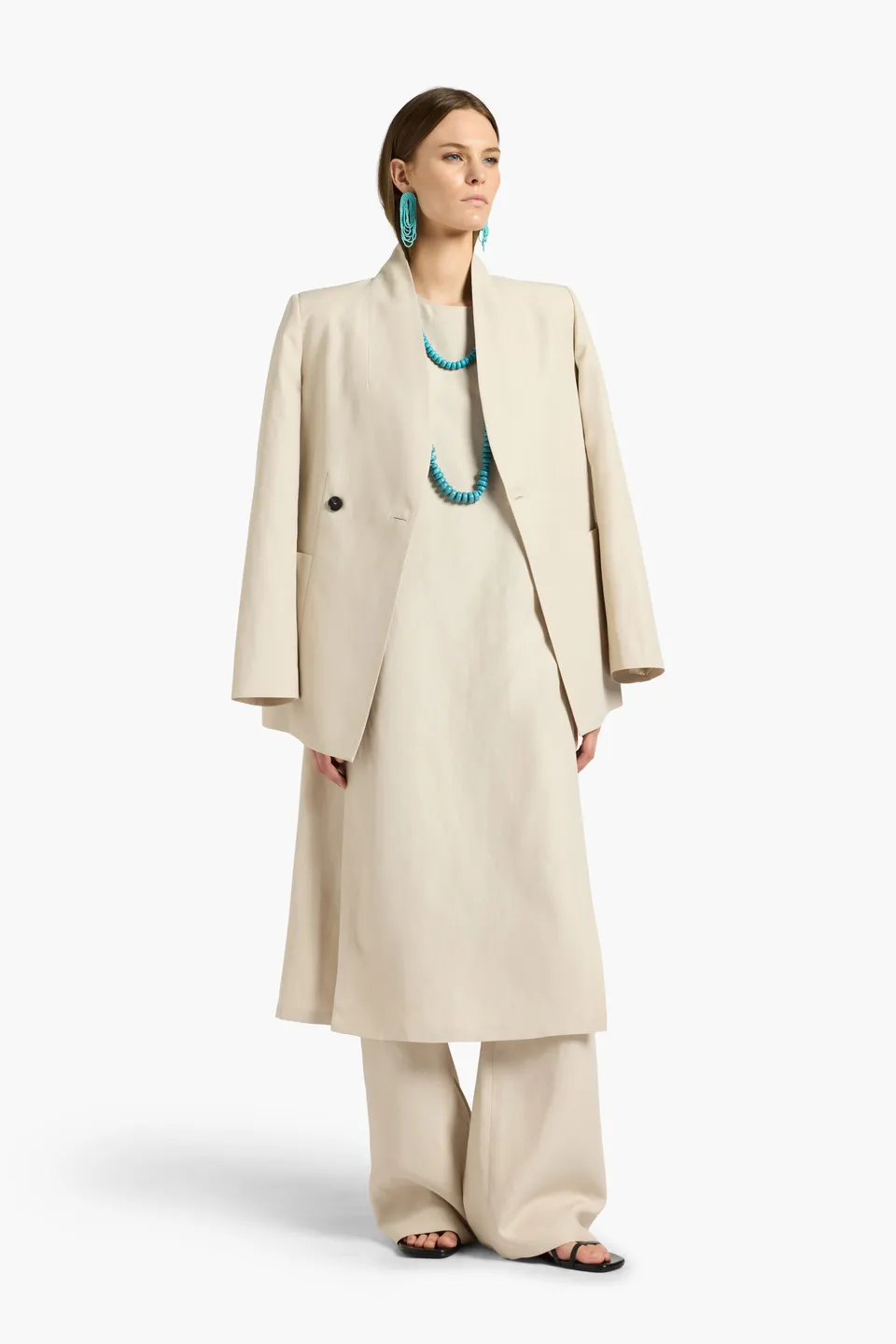Liviana Conti Kirsten gilet long beige viscose lin