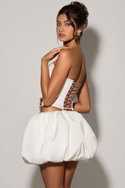 Oh Polly Marnie Mini Jupe Blanche Bubble Hem Satin + Short