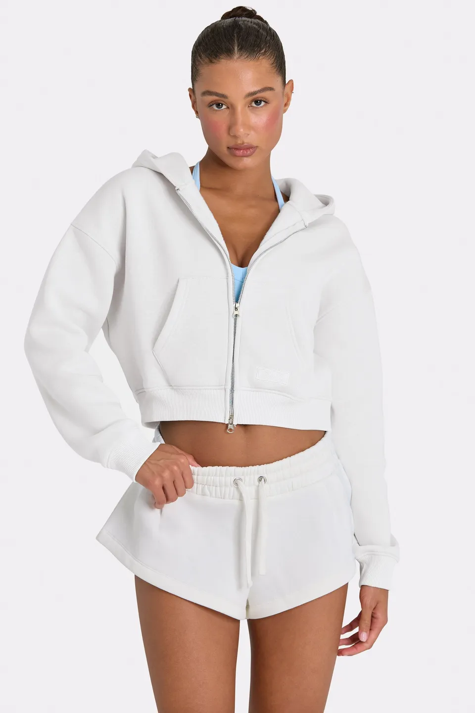 Oh Polly hoodie zip oversize beige coconut polaire