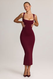 Oh Polly Ainslee 5617 robe midi bordeaux moulante modal