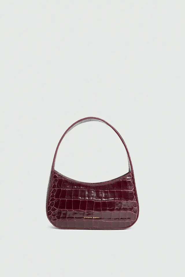 Liviana Conti Angel sac cuir aubergine croco