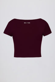 Oh Polly Bo+Tee Crop Top Bordeaux Col Cœur Stretch