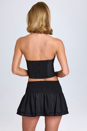 Oh Polly Nellary Ruffled Micro Mini Jupe Noir