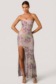 Oh Polly Lucienne robe maxi sirène lilas à strass
