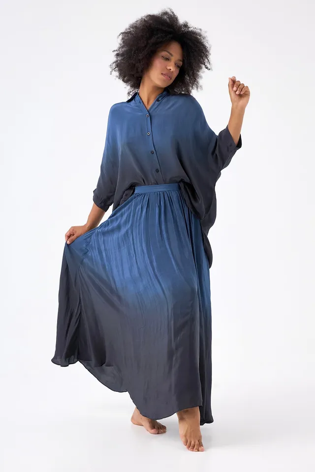 Chicosoleil Pixie jupe longue tie dye bleu viscose